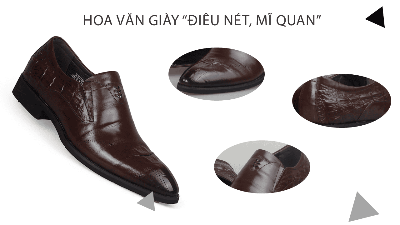 Giày lười công sở sdrolun màu nâu  hoa văn độc là GL30262250N10